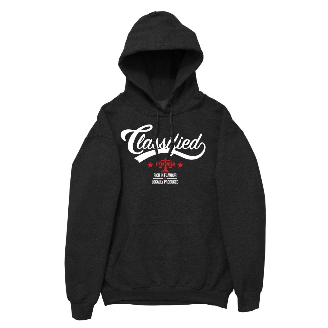 Classified x HalfLife Hoodie - Rich in Flavour, Locally Produced - Black